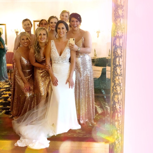 revelry Dresses & Skirts - Rose Gold Full Sequin Maxi Dress